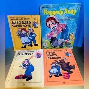 RAGGEDY ANN & RAGGEDY ANDY VTG A Giant Golden Book & 3 Hardcover Books Lot of 4